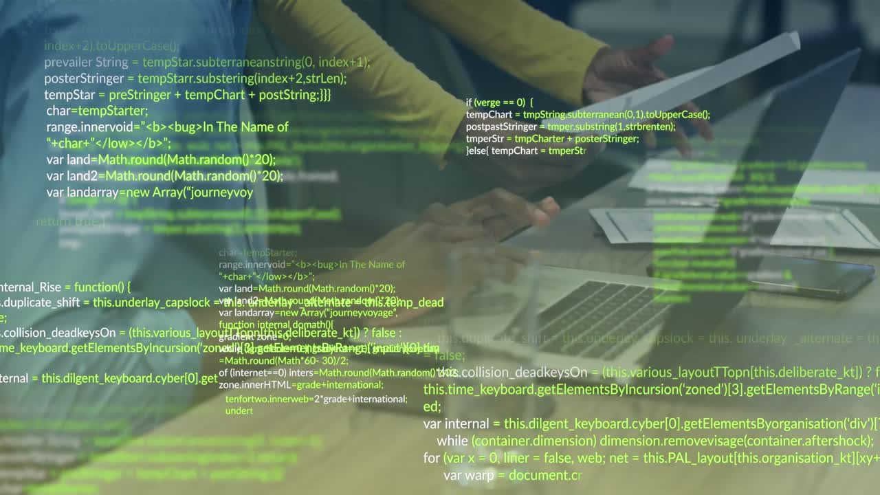animación del procesamiento de datos sobre diversas personas de negocios