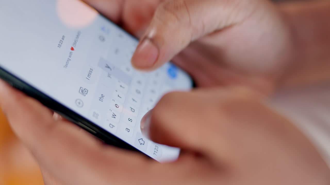 Typing a message on a smartphone