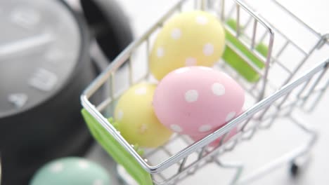 easter eggs in a shopping cart