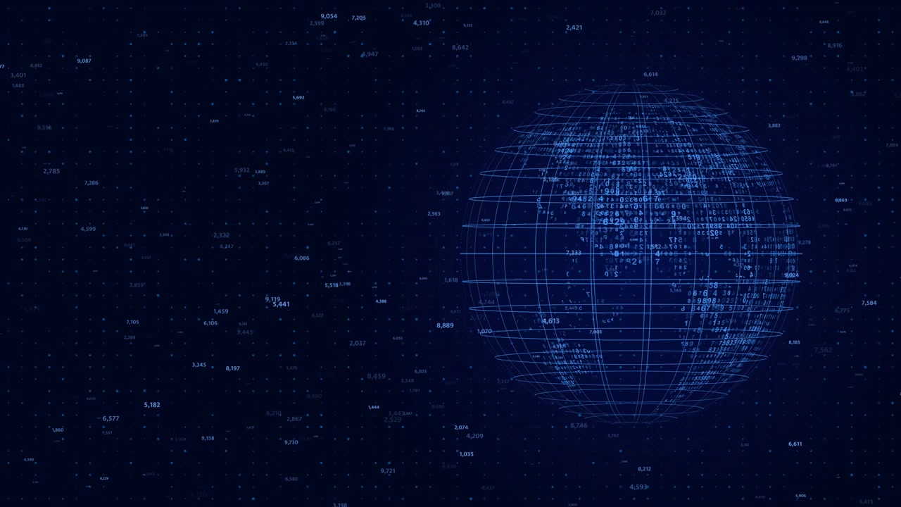 Digital Globe with Floating Data Numbers on Dark Background