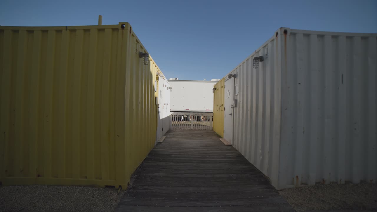Outdoor bathroom or rest stop area.
