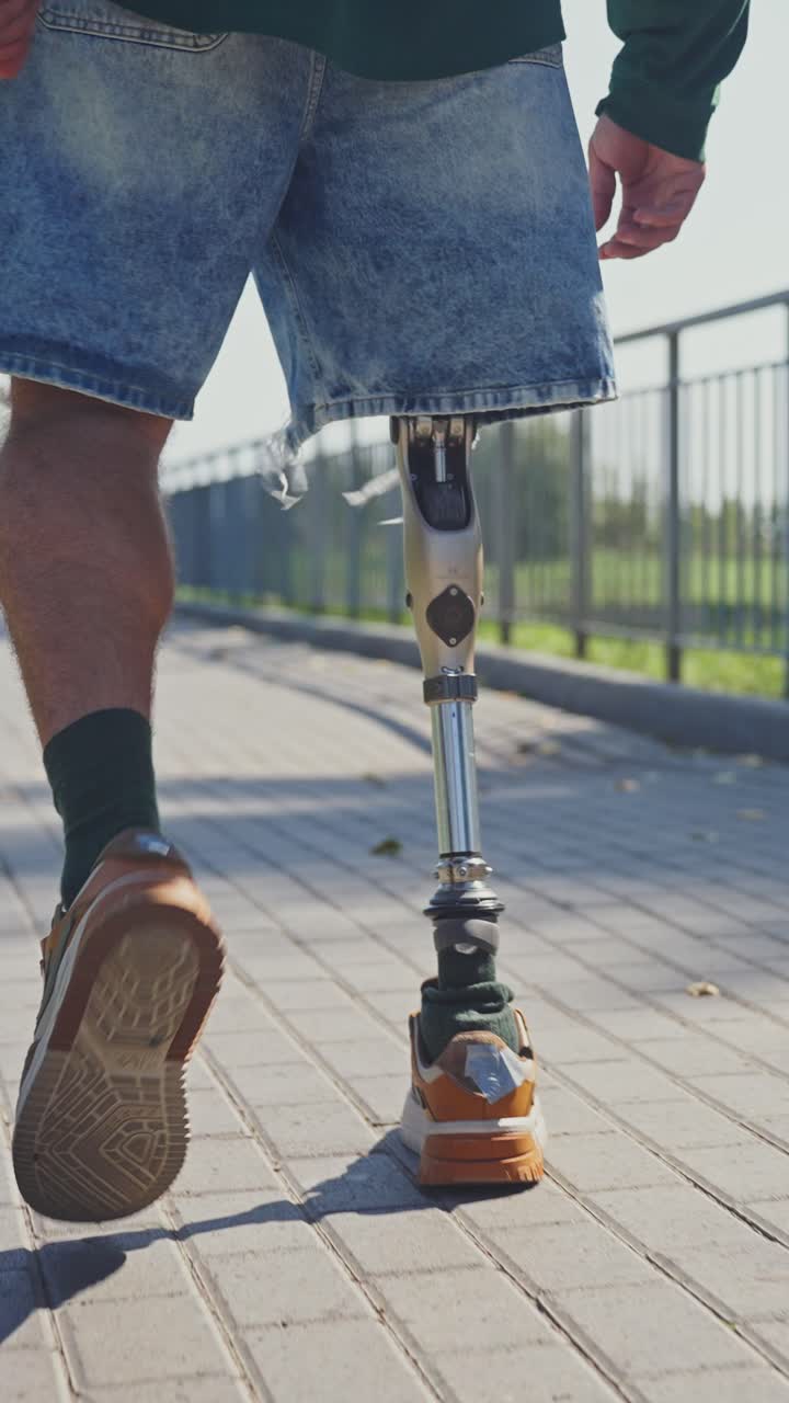 Person with Prosthetic Leg Walking