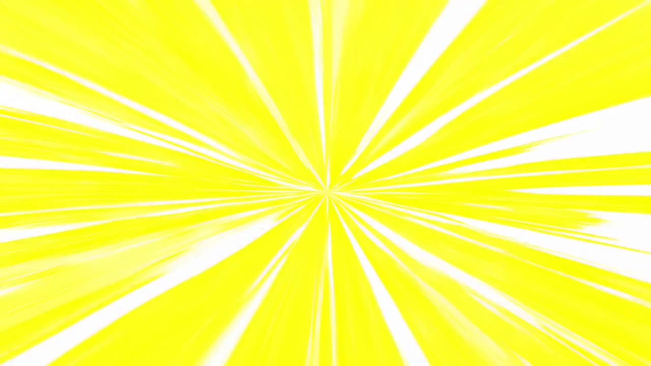 Raggi di sole radiali giallo brillante che esplodono verso l'esterno, impulsi di bagliore solare attraverso l'inquadratura, strisce in stile fumetto