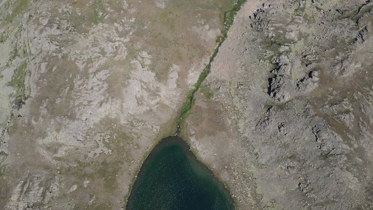 Drone view of Balıklı Lake located on the rocky mountain peak, Turkey's natural environment