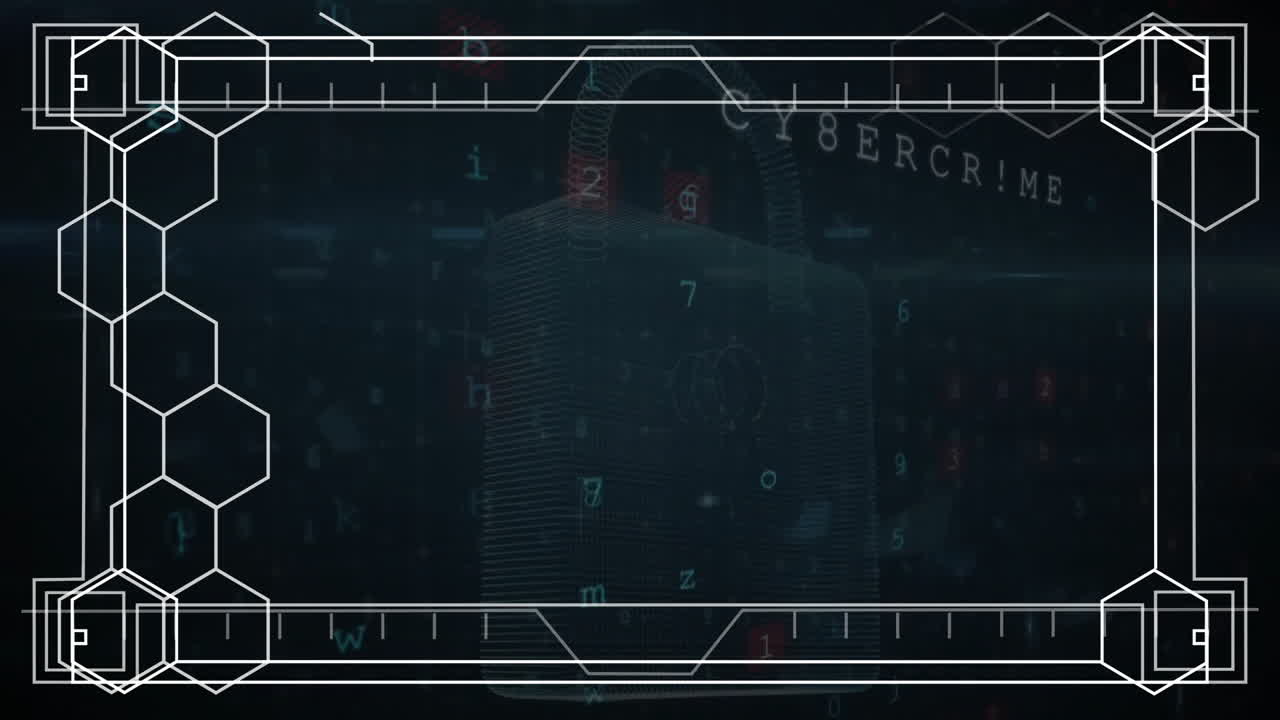 Animation of virus warning data processing over black background