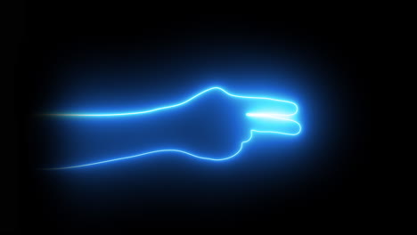 neonlight bluecolored hand gestures and counts to five