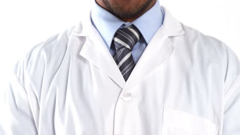 doctor holding human brain model