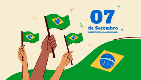 브라질 독립 의 날 축하 를 위한 평평 한 배경 의 모션 그래픽