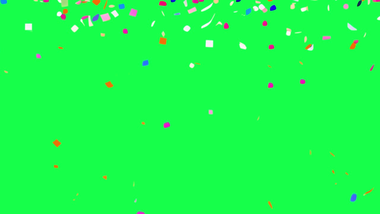 Colorful confetti animation, transparent 4K video, green screen