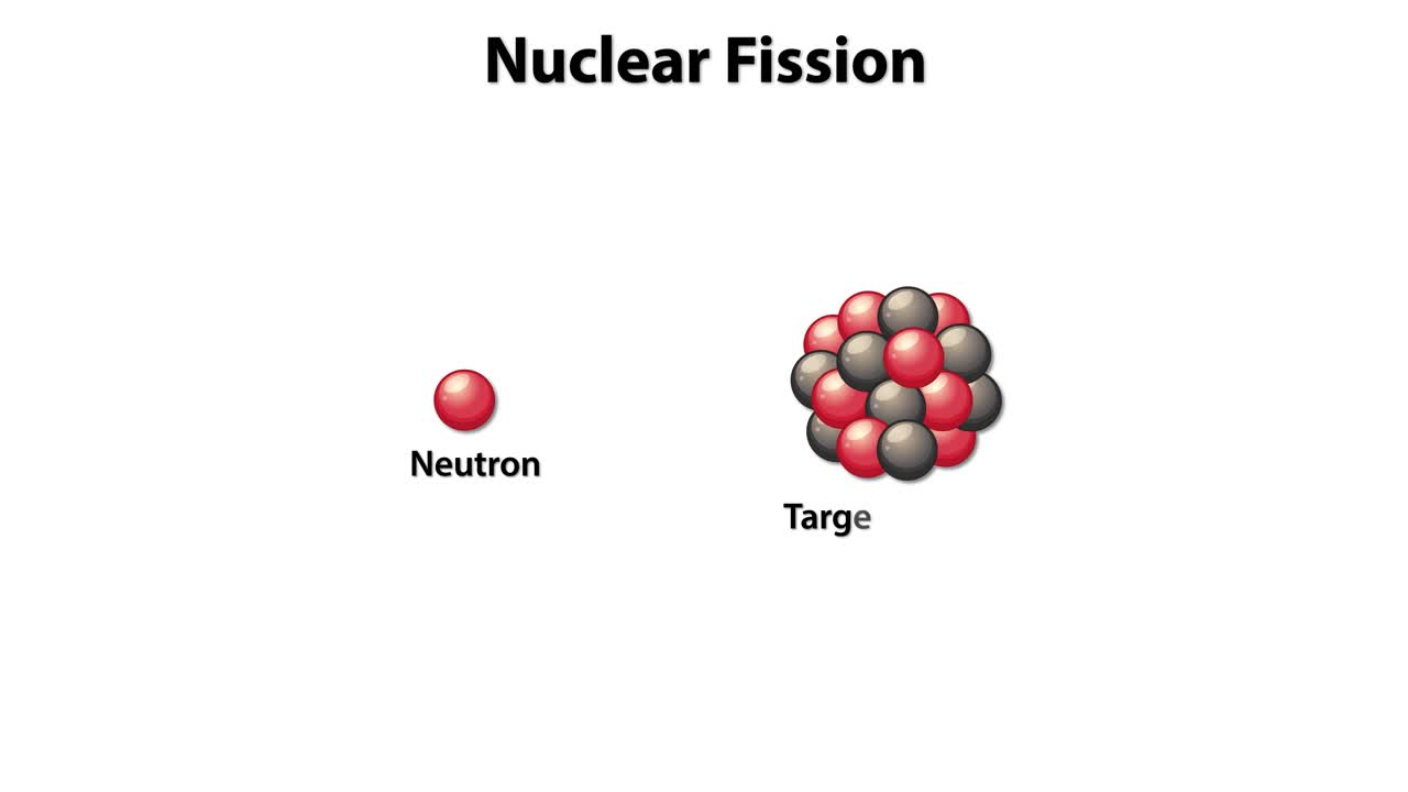 Illustration of nuclear fission with neutron interaction