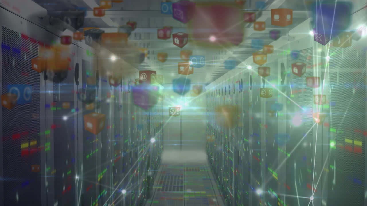 서버  ⁇ 을 통한 연결 네트워크의 애니메이션