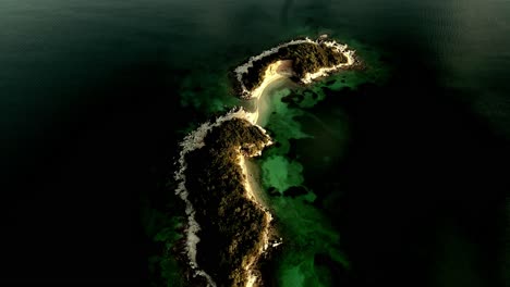 aerial circling of picturesque ksamil islands in southern albania