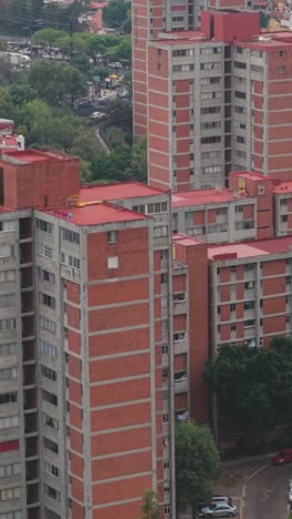 residential blocks in mexico city, vertical aerial shot