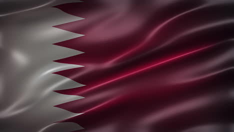 de nationale vlag van de staat qatar, lettertype, full frame, slank, glanzend, fladderend, elegante zijden textuur, zwaaiend in de wind, realistische 4k cg animatie, film-achtige look, naadloze loop-mogelijk