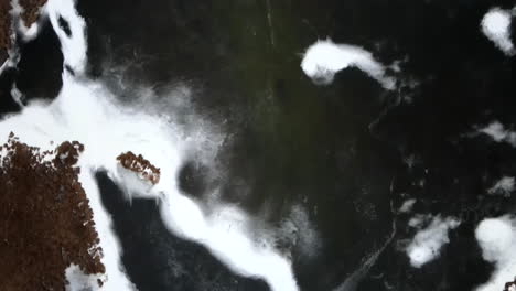 overhead view of frozen and icy lake in portage, kalamazoo, michigan