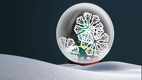 Animation-of-snow-globe-with-christmas-tree-over-winter-scenery