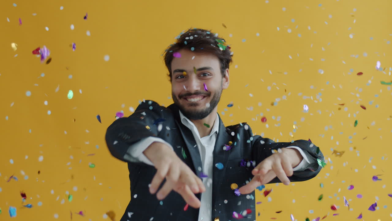 Man Celebrating with Confetti
