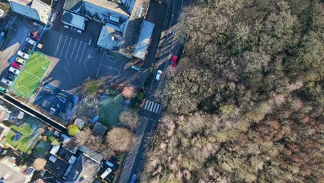 Cinematic-aerial-footage-of-a-busy-road-taken-from-above