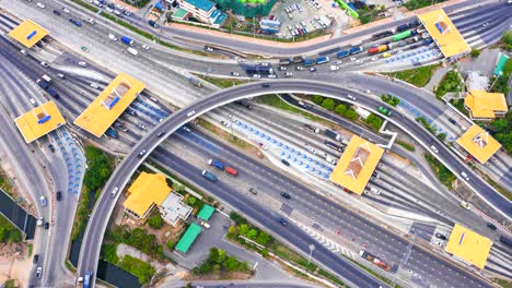 top view of toll booth expressway  time lapse