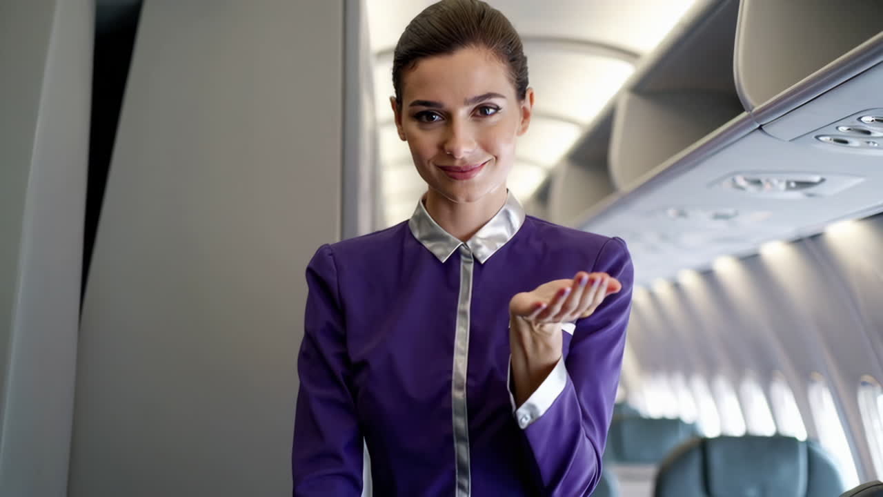 Flight Attendant on Airplane