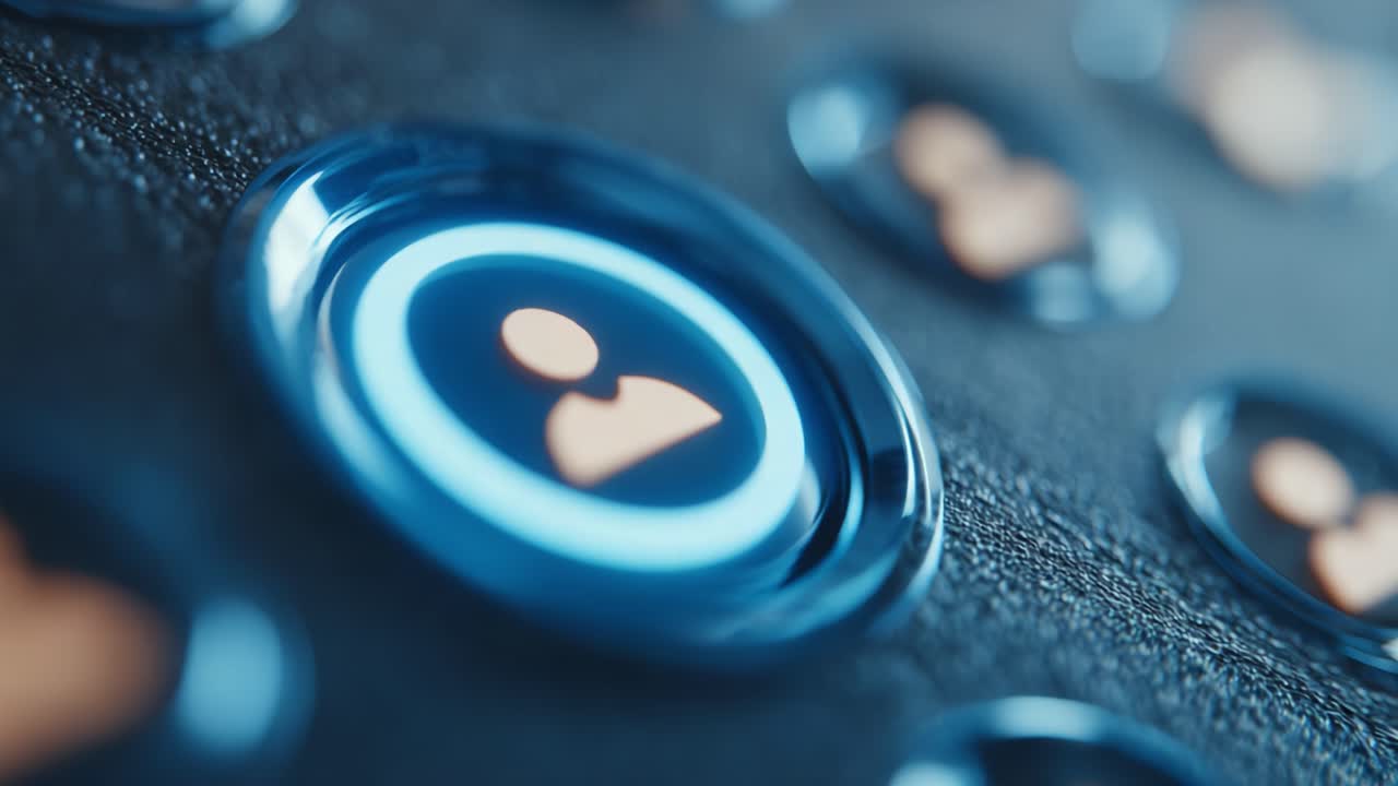 Close-up Look at Illuminated Buttons Featuring Unique Icons, Showcasing a Modern Digital Interface Focused on User Interaction and Experience in Technology Design