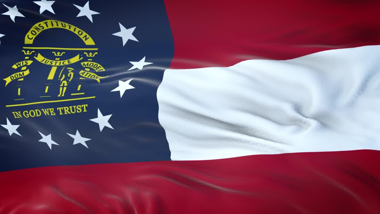 Bandiera della Georgia (stato USA) che sventola al vento con una texture del tessuto altamente dettagliata. Loop continuo.