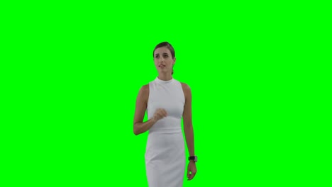 Businesswoman touching futuristic digital screen