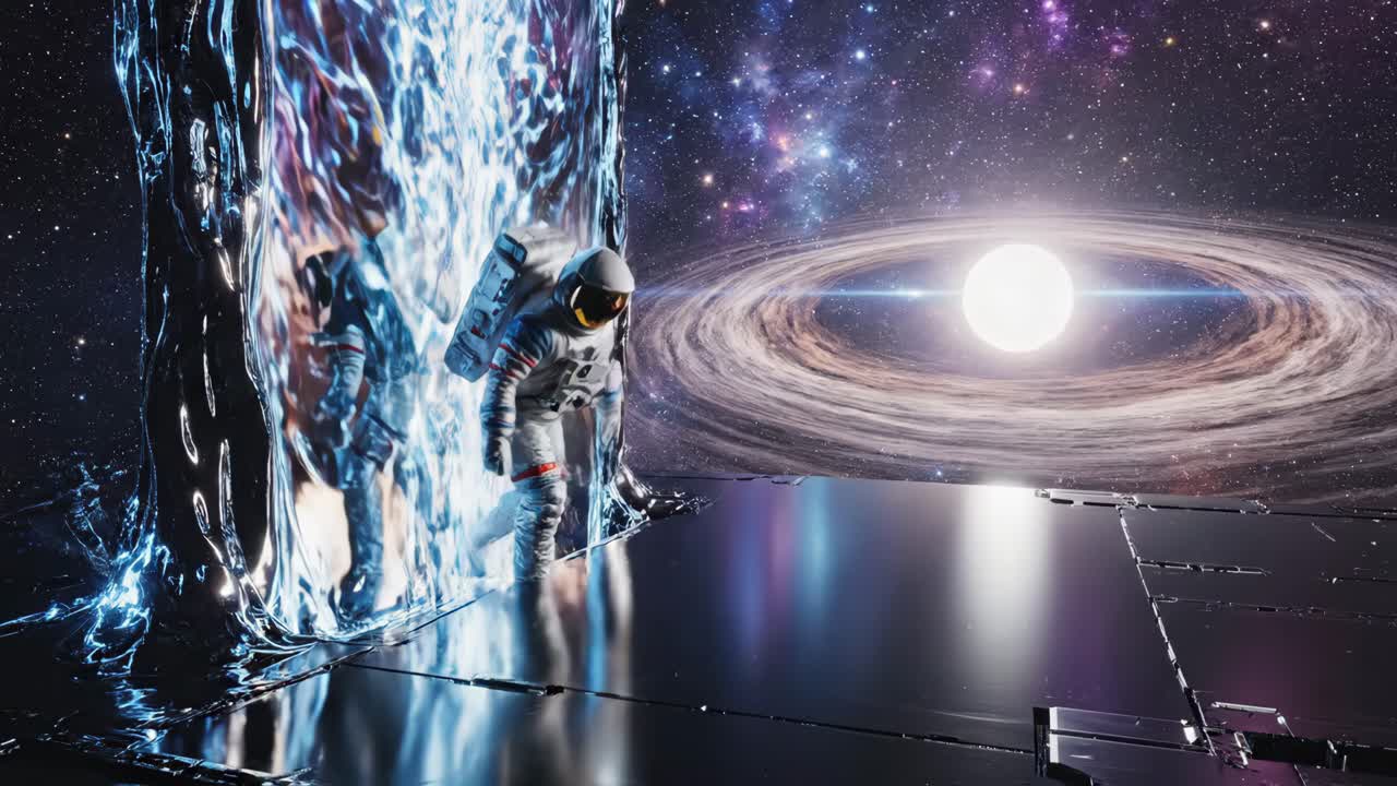 An astronaut exploring a galaxy in outer space