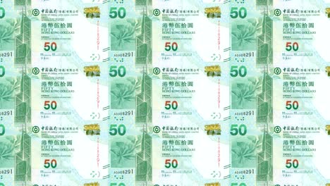 billetes de cincuenta dólares de hong kong enrollado, dinero en efectivo, bucle