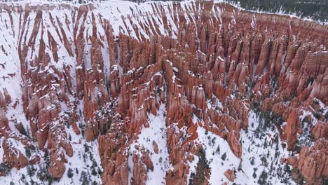 natural amphitheater with snow in winter in bryce canyon national park, utah, usa