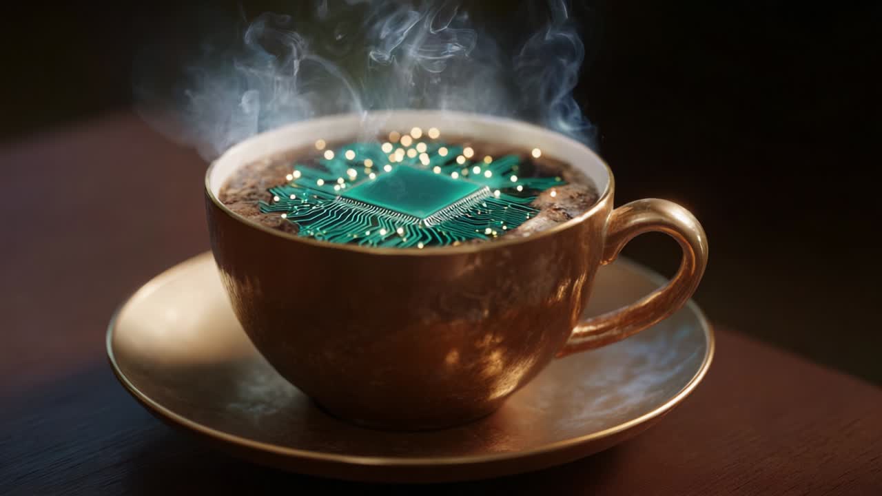 Coffee Cup with Circuit Board Design
