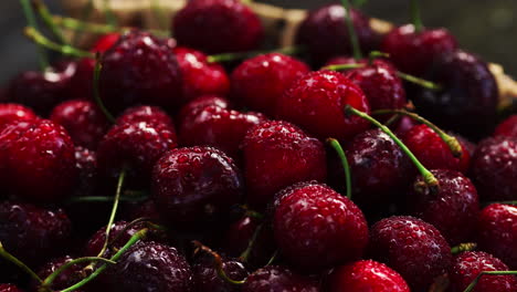 Fresh-cherry-with-water-drops-on-dark-background.-Fresh-cherries-background.-Healthy-food-concept.