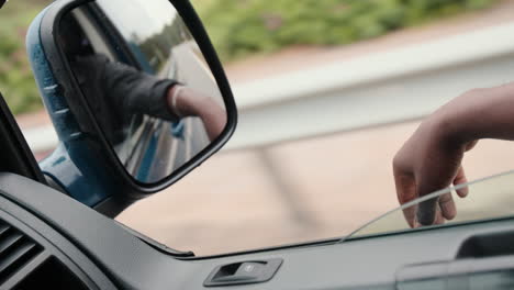 man traveling in a vehicle