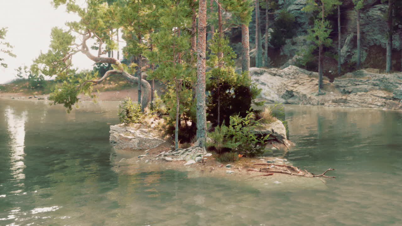 спокойный остров в лесном озере