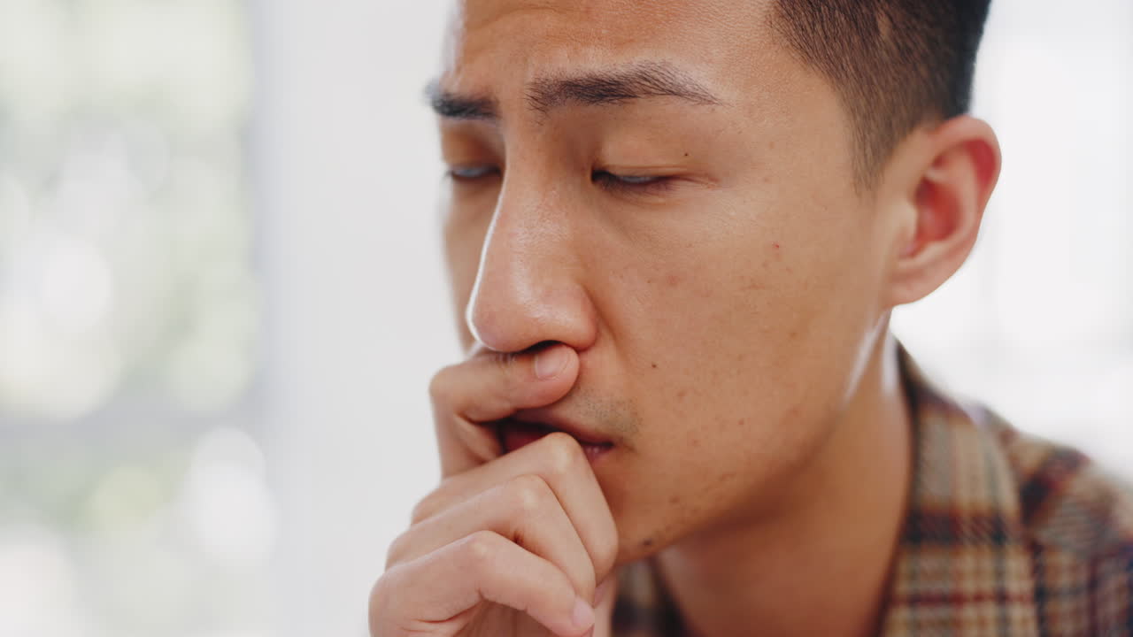 사업, 스트레스, 아시아 남자 생각