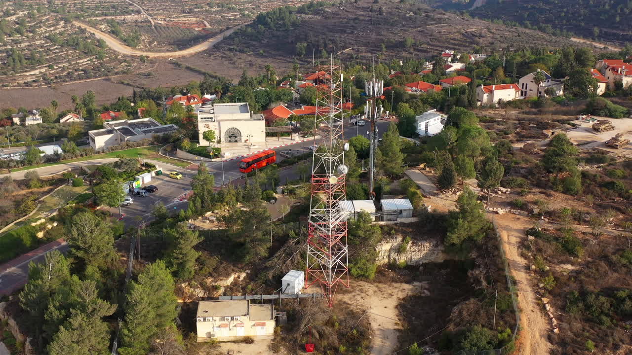 Aerial footage Close to Radio and cellular Antenna