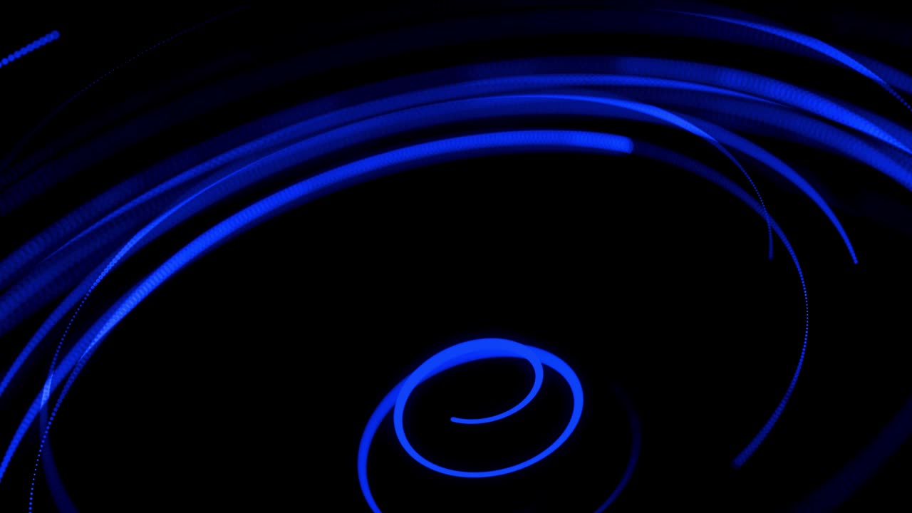 움직임 디자인 (bg) - 흐름 입자의 모양, 선, 나선, 추상 구조, 회전하는 파란 선, 회전 경로를 따라 날아간다, 3d 렌더링, 스타일리시 크리에이티브 추상 배경, 4k