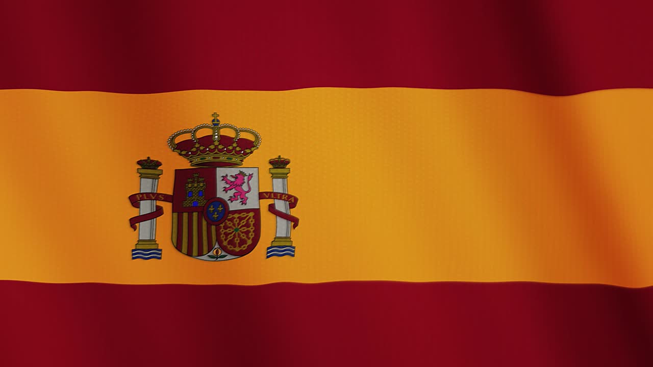 animación ondeando la bandera de españa. pantalla completa. símbolo del país