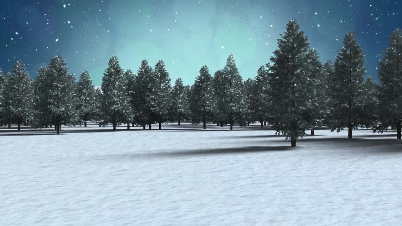 animación de la nieve cayendo sobre el paisaje de invierno