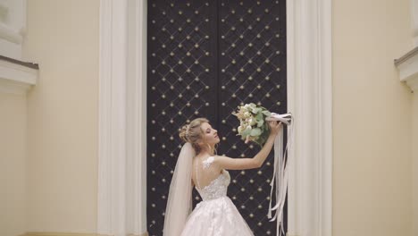 Beautiful-and-lovely-bride.-Pretty-and-well-groomed-woman.-Slow-motion