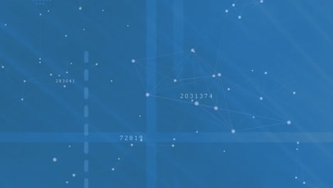 animación de conexiones y procesamiento de datos digitales sobre fondo azul