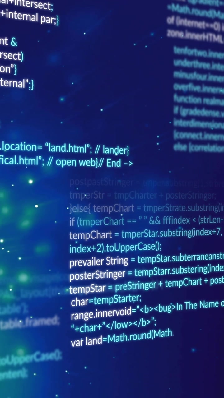 Animasjon av databehandling og lysflekker på blå bakgrunn