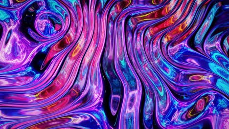 fondo fluido iridescente abstracto en bucle. hermosa superficie de vidrio ondulado de líquido con patrón, color de gradiente y ondas de flujo en él. bg creativo brillante con animación suave y suave.