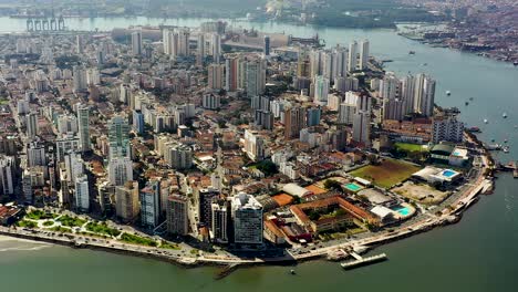 aerial view of coastal city of santos sao paulo brazil