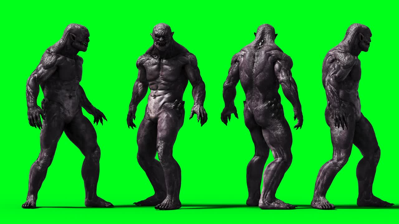 animación de monstruos aterradores. físico, movimiento, desenfoque. animación realista en 4k. pantalla verde