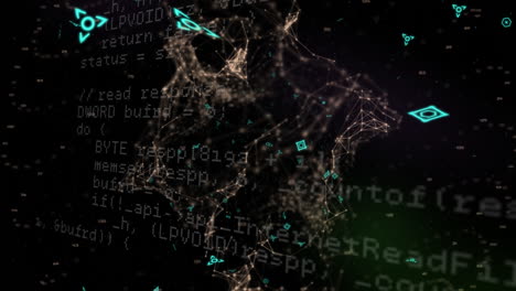 animación del procesamiento de datos y el código qr sobre fondo negro