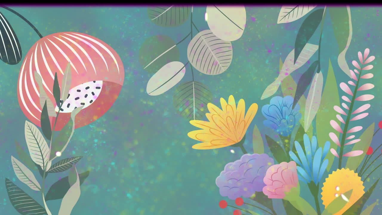Animation of cartoon flowers on film reel