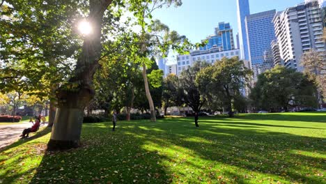 people enjoying badminton in a sunny park