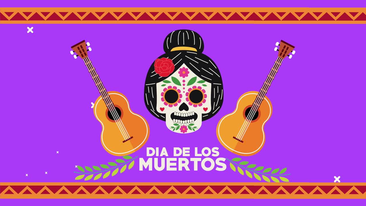 Oslava Dia de los Muertos s lebkou Katriny a kytarou
