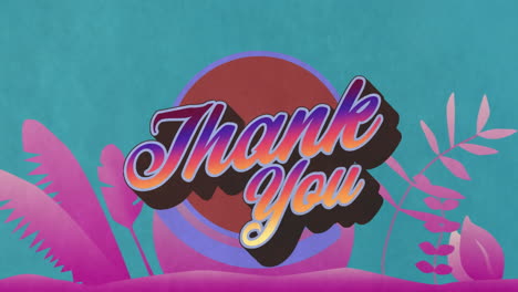 animation of thank you text over purple plants